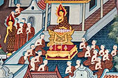 Bangkok Wat Pho, mural paintings of the vhian of the Reclining Buddha.